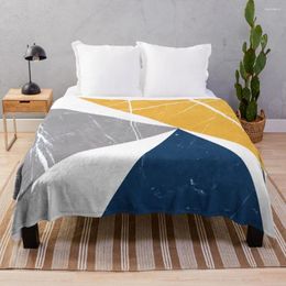 Blankets Abstract Pattern Triangles Blue / Yellow Grey Throw Blanket Retro