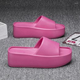 Slippers 2024 Summer Women Platform Pink EVA Sandals 6 CM Wedges Shoes Slides Mules Beach Slipper