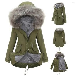 Women's Trench Coats Fur Parka Coat Jacket 2024 Women Thick Autumn Winter Warm Zipper Pink Hooded Comfortable Pockets Korean Black Parkas