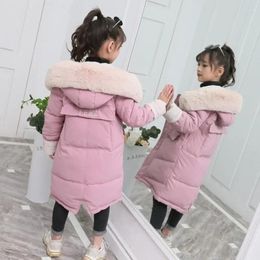 Down Coat 2024 Fashion Girls Clothing Winter Warm Cotton Jackets Children Parka Fur Collar Coats Toddler Thicken Hooded Kids Clothes