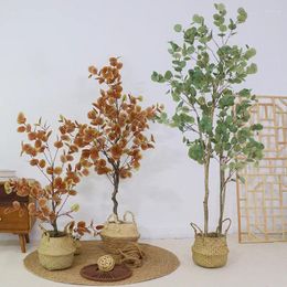 Decorative Flowers 90/120/140cm Artificial Eucalyptus Tree Faux Plant Bonsai Simulation Money Leaf Potted Home Office Decor Housewares Gift