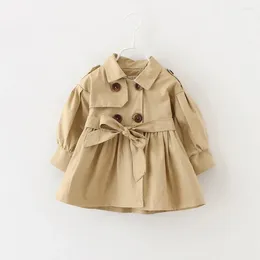 Coat Girls' Lapel Solid Windbreaker Elegant Toddler Girl Autumn Winter Jackets Outwear Long Sleeve Fashion Kids Clothing