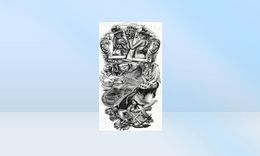 Large Arm Sleeve Tattoo Clock Rose Cross Dragon Waterproof Temporary Tatto Sticker Poker Lion Body Art Full Fake Tatoo Women Men6328505