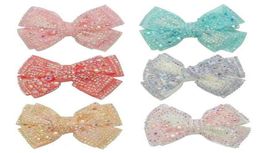 CN 12Pcslot 4quot Plain Hair Bows With Black Clips Kids Girls Crystal Jelly Bows Hair Clips Hairgrips Hair Accessories 2108121462218