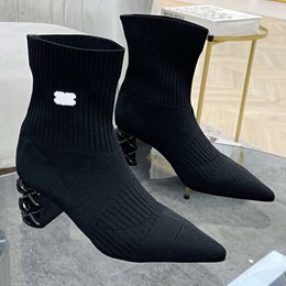 Autumn Winter Popular Socks Shoes Boots Fashion Boots Classic Simple Atmosphere elegant and extravagant vamp with brand famous designer short booties