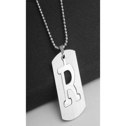 Stainless Steel English Alphabet r Name Sign Pendant Necklace Initial Letter Symbol Detachable Letter Double Layer Text Necklace