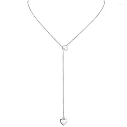 Pendant Necklaces MisenBaBa Simple Stainless Steel Thin Chain Heart Necklace For Women Y Shape Jewellery Christmas Gift