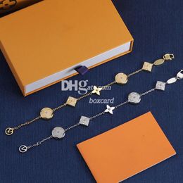 Vintage Flower Crystal Bracelets Jewellery Gold Chain Bracelets With Box Package Anniversary Valentines Day Birthday Gift