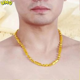 Plated 100% Real Gold 24k 999 Necklace Men's 999 Dominant Personality Fashion Jewelry 999 Permanent Color Pure 18K Gold Jewelry 240117