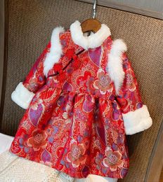 Girl039s Dresses Baby Girl Dress Winter 2021 Year Tangsuit Children Kids Clothes Girls Quilted Red Hanfu Chinese Style Cheongs9114614