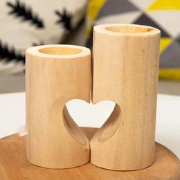 Candle Holders Heart-shaped Craft Wooden Candlestick Shelf Christmas Decoration Gift Couple Holder Stand