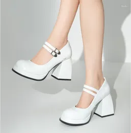 Dress Shoes Spring And Autumn Mary Jane High Heels Platform Women's Ankle Strap Simple Sexy Wedding Party