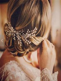 Fashion boho Wedding Headdress For Bride Handmade Wedding Crown Floral Pearl Hair Accessories Hair Ornaments Bridal Jewelry9332840