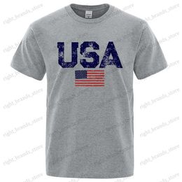 Men's T-Shirts Vintage Usa Flag Street Print Women Men T Shirts Fashion Hip Hop Tshirt Summer Casual Cotton Tops Plus Size Breathable Tee 2023 T240117