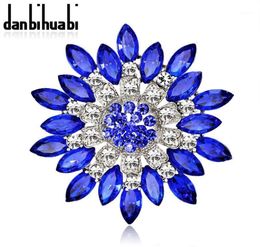 Whole Large Red Blue Rhinestone Brooches Wedding Bouquet Flowers Brooch Pins For Women Cheap Fashion Jewellery Clothes Accessor5155105