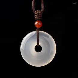 Pendant Necklaces Natural Chalcedony Safety Buckle White Agate Jade Ring Jewelry Men's And Women's Holiday Gifts