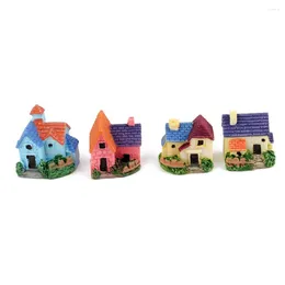 Garden Decorations 4pcs Miniature Mini House Bonsai Craft Resin Landscape DIY