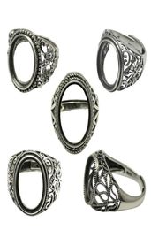 Beadsnice Thailand Silver Rings DIY Ring Setting Antique Style Filigree Ring Base for Oval Stones Sterling Silver Rings whole 5442717