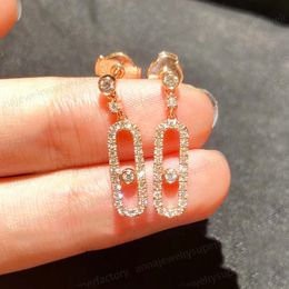 Top Designer Classic Personalized Luxury Earrings M Series Asymmetric Earrings Single Diamond Sliding Women's Jewelry Gifts to Best Friends