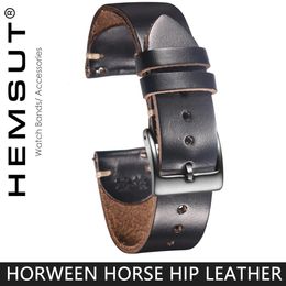 100% Genuine Leather Watch Bands With Quick Release Horween Horsehide Vintage Wrist Strap For Men 22mm18mm19mm20mm 240116