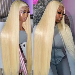 250% 613 HD Frontal 13x6 Straight Honey Blonde Lace Front Human Hair Coloured 5x5 Closure Glueless Wig