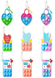 Fidget Toys Sensory Christmas Gift Valentine Day Silica Gel Lock keychain Push Bubble Anti Stress Educational Aldult Decompression8008848