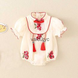 Uppsättningar 0-12m Nyfödda Baby Girl Bodysuits Print Cotton Summer Spädbarn Jumpsuits Fashion Toddler Baby Clothes for Girls Chinese Style H240508