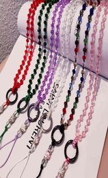 Mobile phone lanyard hanging neck hanging chain Pendant Crystal beads hand made Antilost rope strap Removable AA2203188565195