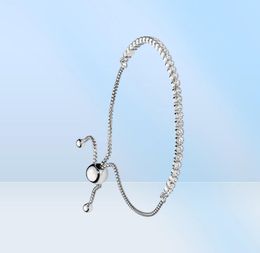 Original 925 Sterling Silver Adjustable size Crystal Shine Bracelet with box for Charms Bracelet Women Wedding Jewellery Bracelets4327507