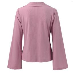 Women's Blouses Front Button Up Shirts For Loose Womens Flared Long Sleeved Blouse Lapel Deep V Neck Casual Elegant Ladies Tops 2024