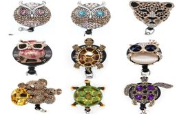 Key Rings Crystal Rhinestone Animal Turtle Tiger ID Badge Holder Retractable Reel For Gift Decoration9790912