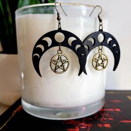 Dangle Earrings Gothic Moon For Women Girls Fashion Witchcraft Jewellery Gifts Pagan Accessories Magic Pentagram Tassel