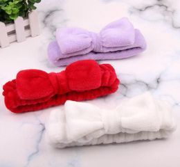 Women Coral Fleece Bow Hair Band Solid Colour Wash Face Makeup Soft Headbands Fashion Girls Turban Head Wraps Hair Accessories 323 3211895