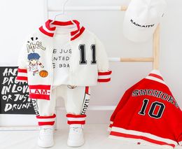 Kid Toddler Boy Clothes Zipper Coat Pants Letter Infant Baby Sport Set Long Sleeves Outfits Set Yellow White Toddler Clothing LJ3782556