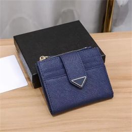 Luxury Leather Wallet card holder purse Designer Triangle fashion woman short Wallet Zipper Pouch Mini Clutch Bags Mens Credit card Cardholder Wallets