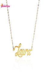Personalized Script Name Necklace for Women Jewelry Stainless Steel with Gold Plated Charm Letter Necklaces LAURA Collier Femme NL6758569