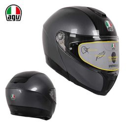 Full Face Open Agv Carbon Fibre Faceless Helmet for Men and Women's Anti Fog Motorcycle Racing Full Helmet Covered All Season Safety Motorcycle 7P3L