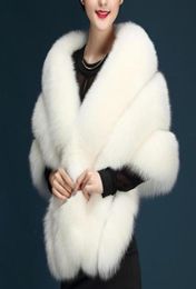 Wraps Jackets In Stock Bridal Shawl Faux Fur Wrap Evening Dress Bolero Wedding Cape 2021 Winter Cloak9698691