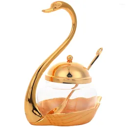 Dinnerware Sets 1 Set Creative Swan Shaped Seasoning Jar Sugar Container Salt Spice For Kitchen