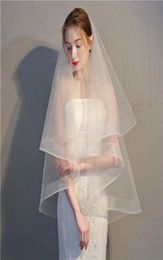 Bridal Veils Wedding Veil Short FaceCovered Two Layers Simple Ribbon Edge Bride Horse Hair Ivory White Champagne8753357