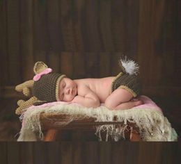 Newborn Pography Props Knitted Deer Baby Costume Pography Props baby Hat Infant Baby Po Props9935173