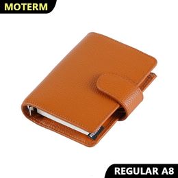 Moterm Regular A8 Size Rings Planner Pebbled Grain Cowhide 5-hole Mini Rings Notebook with 15 MM Rings Organizer Journey Diary 240116