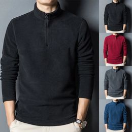 Mens Winter Half Turtleneck Warm Polar Fleece Long Sleeve Sweatshirt Hoodie Tops Stand Collar Solid Colour 240116