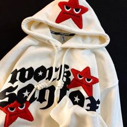 Street fivepointed star embroidery letter design pullover hoodie autumn and winter niche trend loose women hoodies 240117