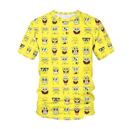 Men'S T-Shirts Mens T-Shirts Funny Yellow Bob T-Shirt Sponge Family Printing 3D Sportswear Cartoon Uni Hoodie Cutmens Drop Delivery Ap Dha6K