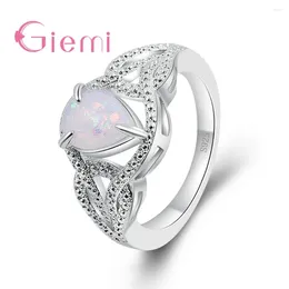 Cluster Rings Particular Cross Band Siler 925 Silver Jewellery For Women Trendy Rainbow Opal Fashion Hollow Wedding Formal Bijoux