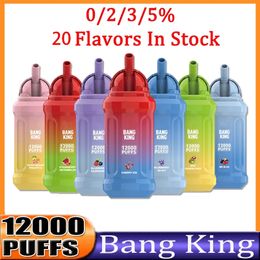 Authentic Bang King Puff 12k 12000 Puffs Disposable Vapes Pen 0% 2% 3% 5% Strength 23ml Pre-filled Pod Vaporizer 650mAh Rechargeable Battery Mesh Coil Vapes Disposable