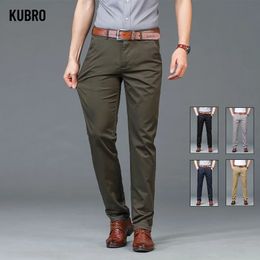 KUBRO Lyocell High Stretch Mens Classic Suit Pants Summer Elastic Waist Elegant British Style Casual Business Fashion Trousers 240117