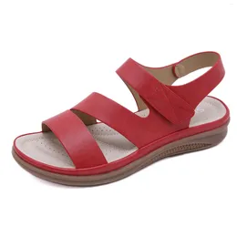 Sandals 36-42 Womens Summer Female Wedge Heel 3cm Shoes Leisure Solid Colour Retro Iight Iadies Footwear Hw48