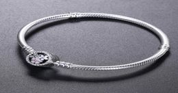 925 Sterling Silver BRACELET bloom flower enamel Clasp for Jewellery Charm Bracelet Original box Women Wedding Bracelets6523572
